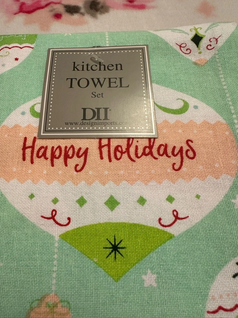 2-Piece Set. Happy Holidays Ornament Kitchen Towel - DII